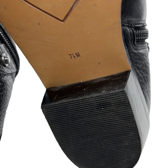 Halogen BLACK PEBBLE LEATHER SIDE ZIP STUDDED STRAP BOOTIES - Picture 6 of 9